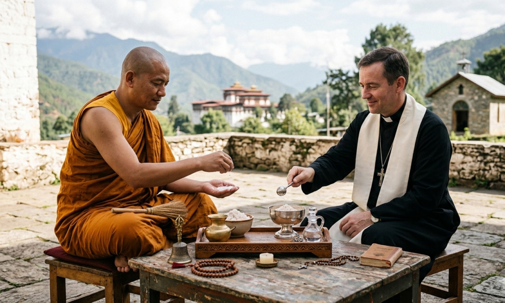 Buddhist salt christian saly