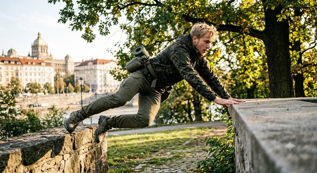 Czech hunter blonde guy parkour