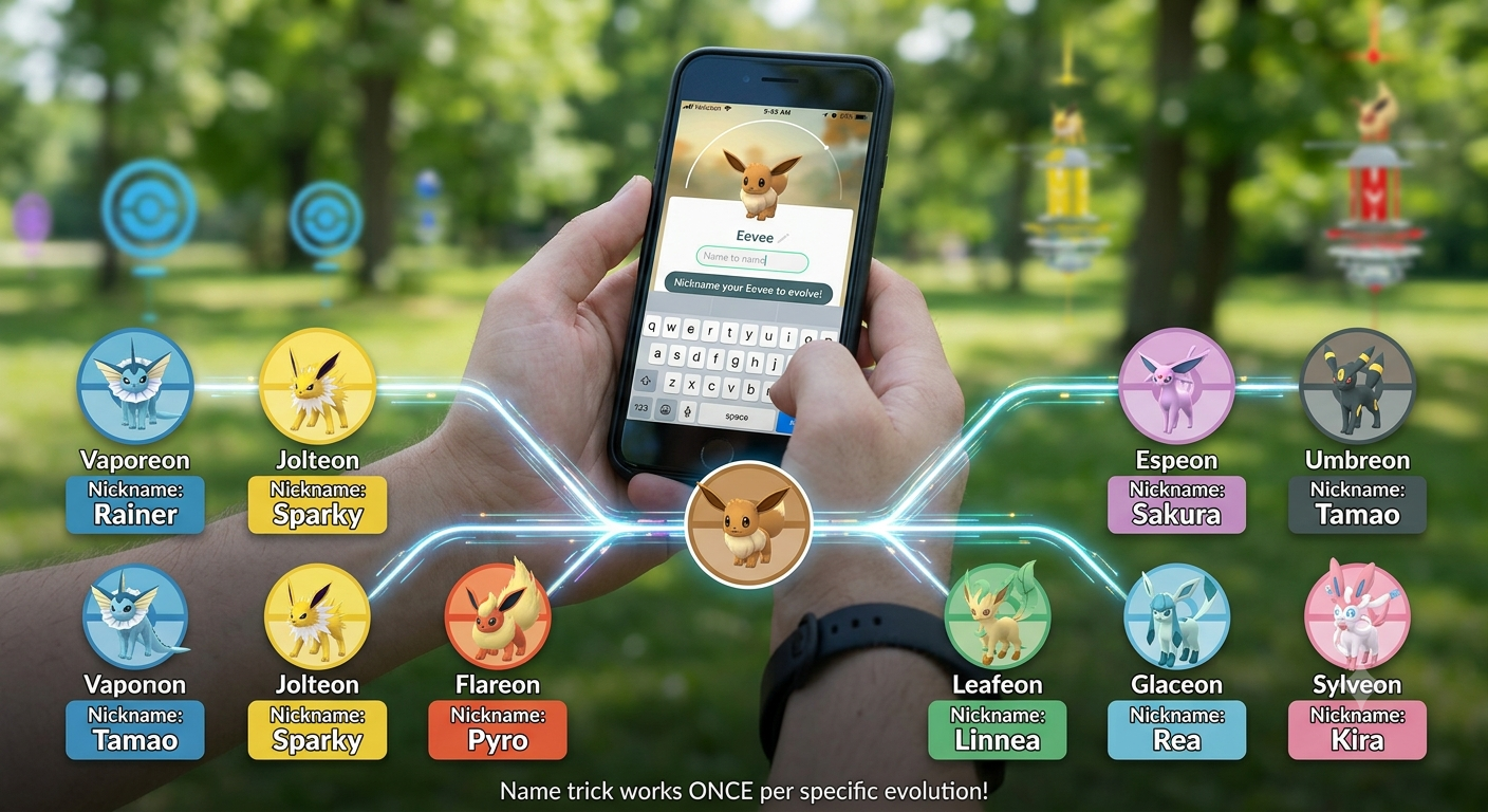 Eevee name trick pokemon go